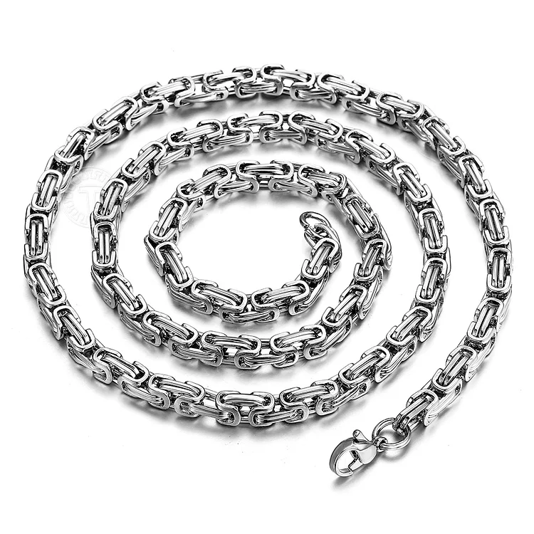 7mm Stainless Steel Byzantine Chain Necklace-VESSFUL