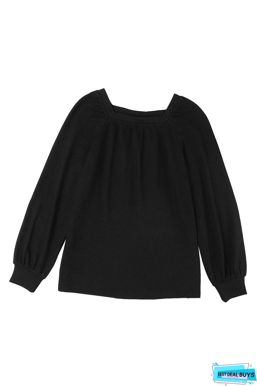 Scoop Neck Waffle Knit Top