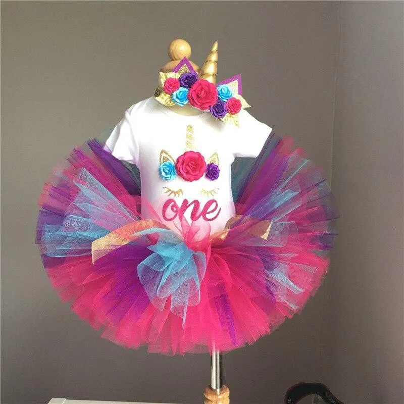 New Unicorn Dress For Baby Girls 1 Year Birthday Dress Infant Princess Party Dress Toddler Dress Children Clothing Kids Costume