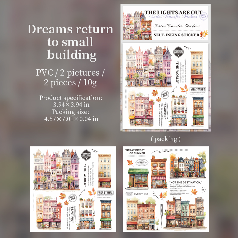 Transfer Sticker - Where The Lights Are Out Series Vintage Flower Castle Landscape 