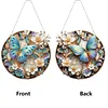 (Upgrade Size)DIY Double Sided Effect Diamond Painting Hanging Pendant Kit (Flower Butterfly)