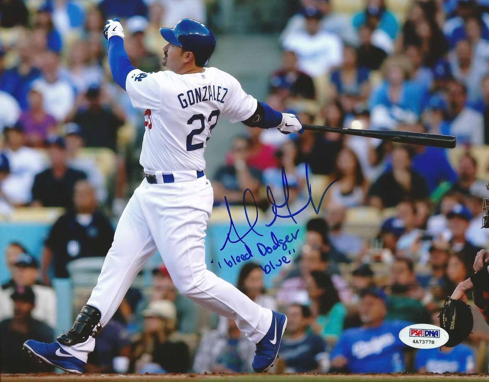 Adrian Gonzalez Signed I Bleed Dodger Blue