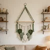 Boho Floating Shelves for Wall Decor with Wood Shelves & Macrame Leaf Floating Storage Display Shelving No Drilling for Bathroom Bedroom Office Living Room Dorm
