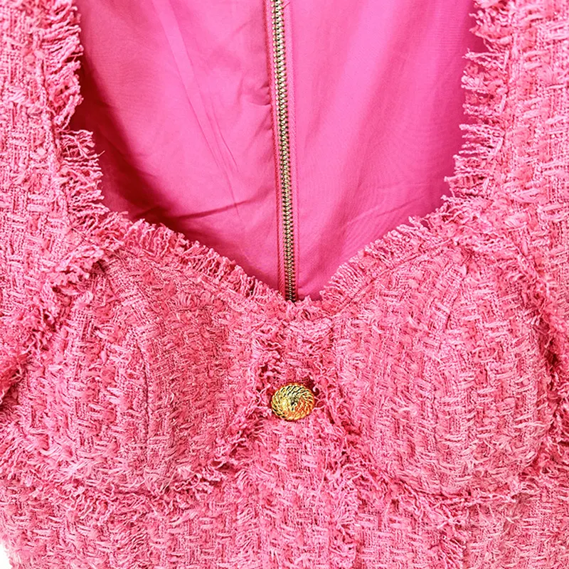 Nigikala Nigikala French Temperament In Autumn And Winter 2025, The New French Temperament Lion Button Tuxedo Side Collar Short-Sleeved Coarse Flower Dress