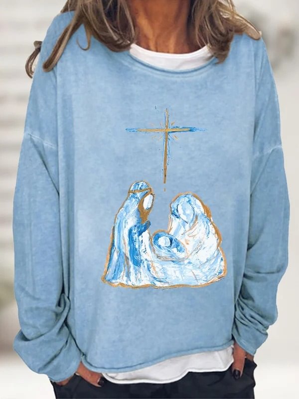Women's Casual THE TRUE STORY Nativity Printed Top