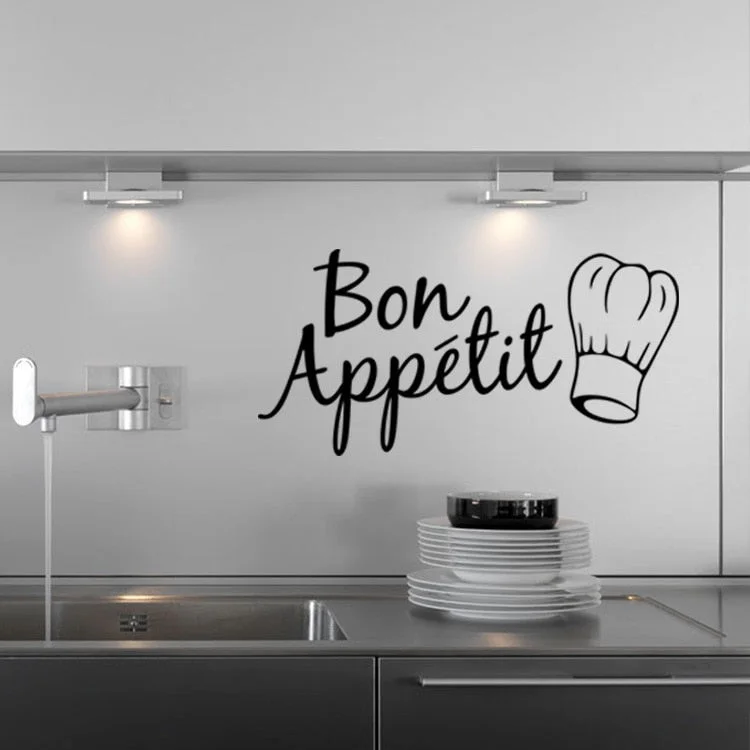Bon Appetit Food Wall Stickers Restaurant Kitchen Room Decoration DIY Vinyl adesivo de paredes Home Decals Art Posters Papers