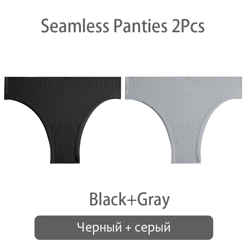 FINETOO Seamless Brazilian Panties Women 2Pcs/set T-back Underwear M-XL Panty Ladies Thongs Underpants Female Lingerie 9 Colors