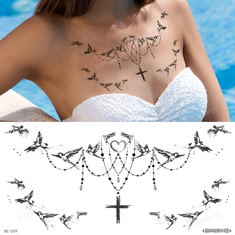 sexy tattoo sticker women lace Amazing Temporary Tattoos jewel black fake henna tattoo breast underboob body art flowers rose