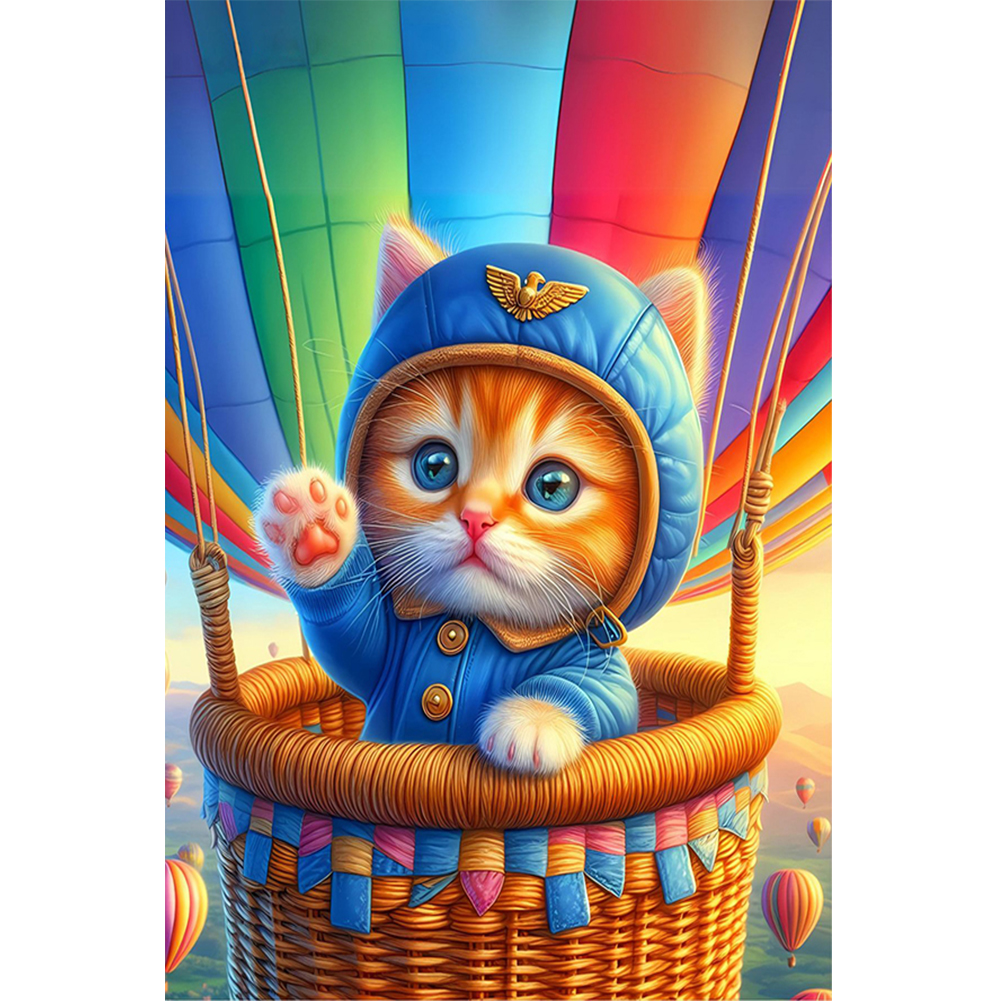 Hot Air Balloon Orange Cat 40*60cm(canvas) full round drill diamond painting