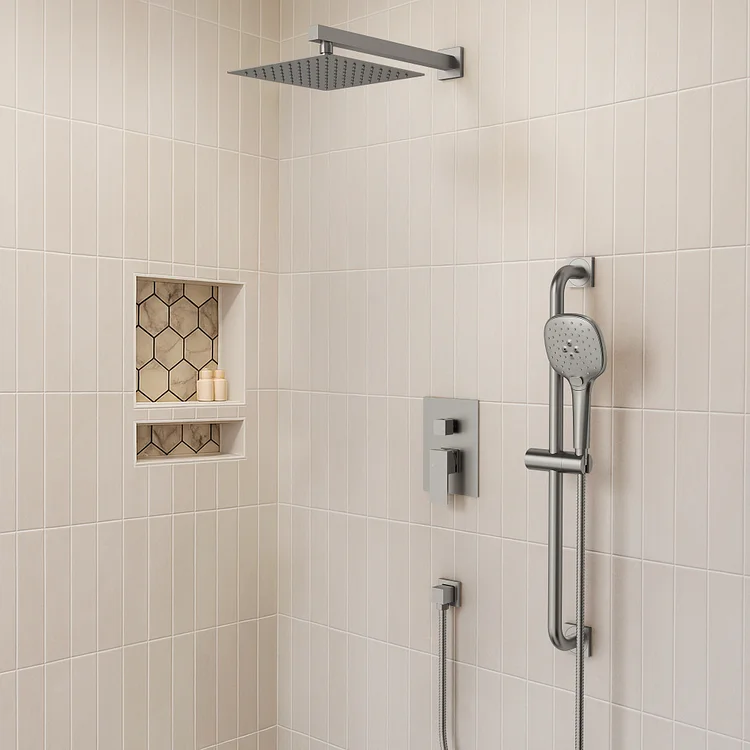 EVERSTEIN Modern Style Bathroom Shower System in Matte Black &lrm;SFS-1153-BK