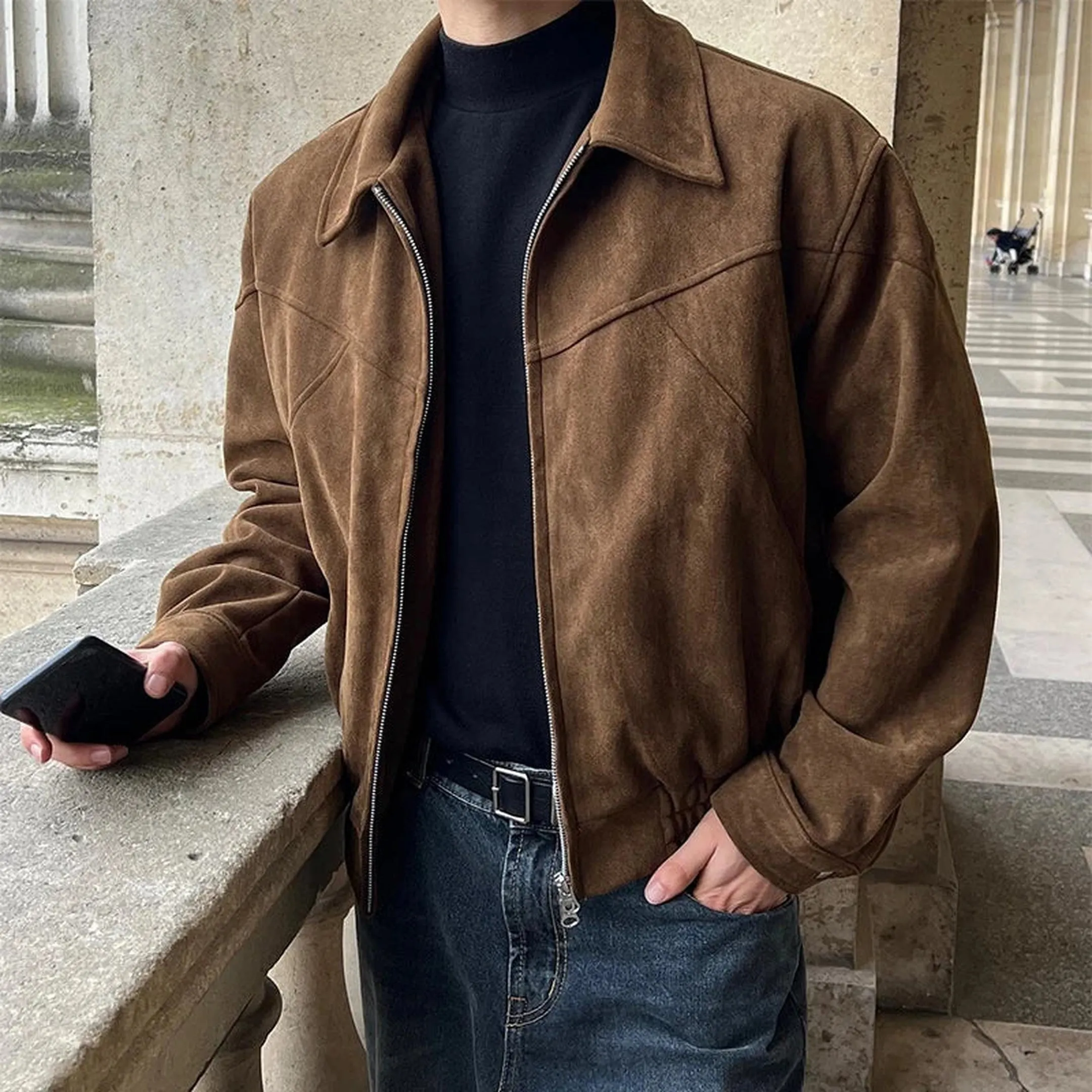 Men's Antonio Suede Jacket &ndash; Zip-Up Smart Casual Outerwear