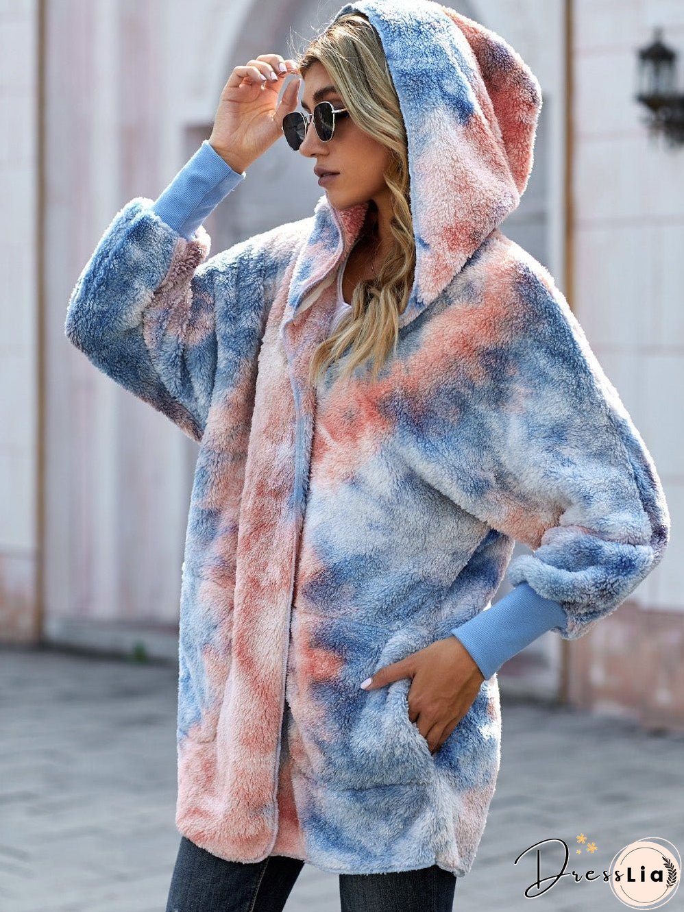 Cozy Tie-Dye Fleece Jacket for Women