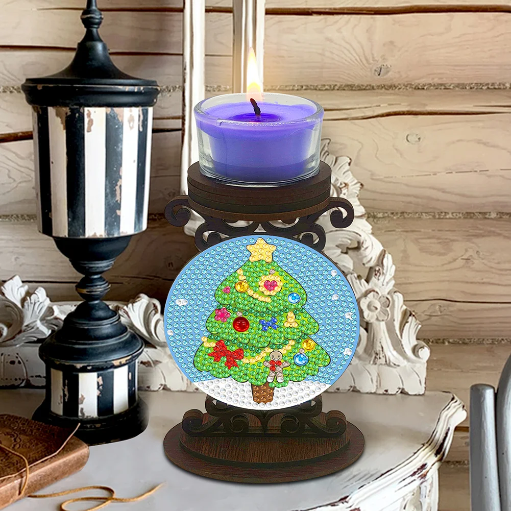 DIY Christmas Tree Diamond Painting Candle Holder Ornaments Aromatherapy Candle Holder