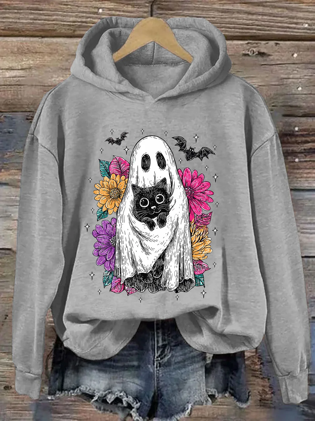 Halloween Ghost And Cat Hoodie