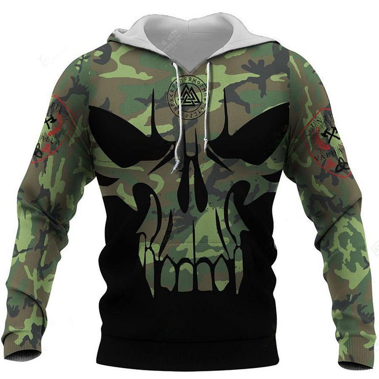 Thick Print Camouflage Pullover Slim Men's Hoodies