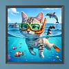Diamond Painting -DIY Round Drill Swimming Kitten(40x40cm)