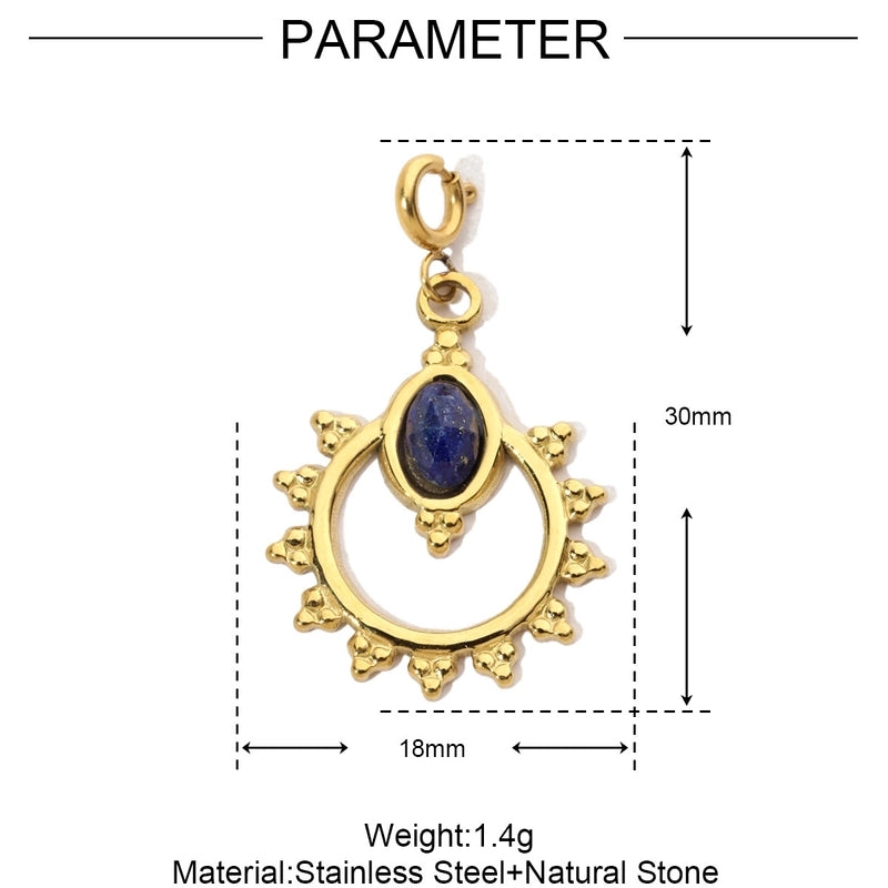 3 PCS/Package 15 * 33mm Titanium Steel Natural Stone Heart Shape Eye Pendant Jewelry Accessories