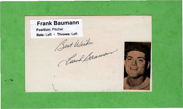 FRANK BAUMANN-CHICAGO WHITE SOX AUTOGRAPHED 3X5 CARD W/Photo Poster painting-STATS-d.2020