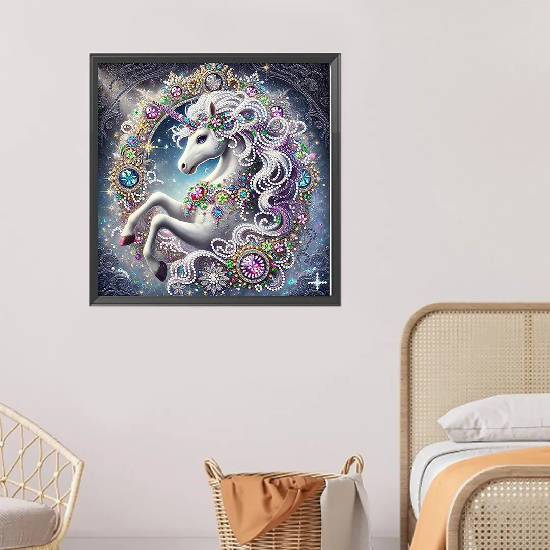 Cartoon Unicorn - Diamond Painting - Partial Special Shaped Drill(Canvas|30*30cm)