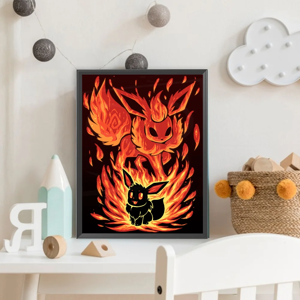 Diamond Painting - Full Round Drill - Silhouette Pokémon(Canvas|30*40cm)