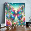 (Pre-Framed)Butterfly Flower-Special Shape Diamond Painting Kit(25x25cm)