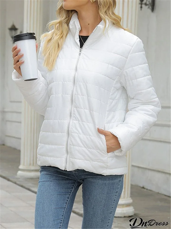 Women's Cozy Casual Contrast Color Zipper Coat