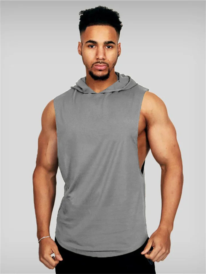 Men's Tank Top Vest Undershirt Solid Color Hooded Casual Daily Sleeveless Tops Cotton Lightweight Fashion Muscle Big and Tall White Black Blue / Summer / Summer-Cosfine