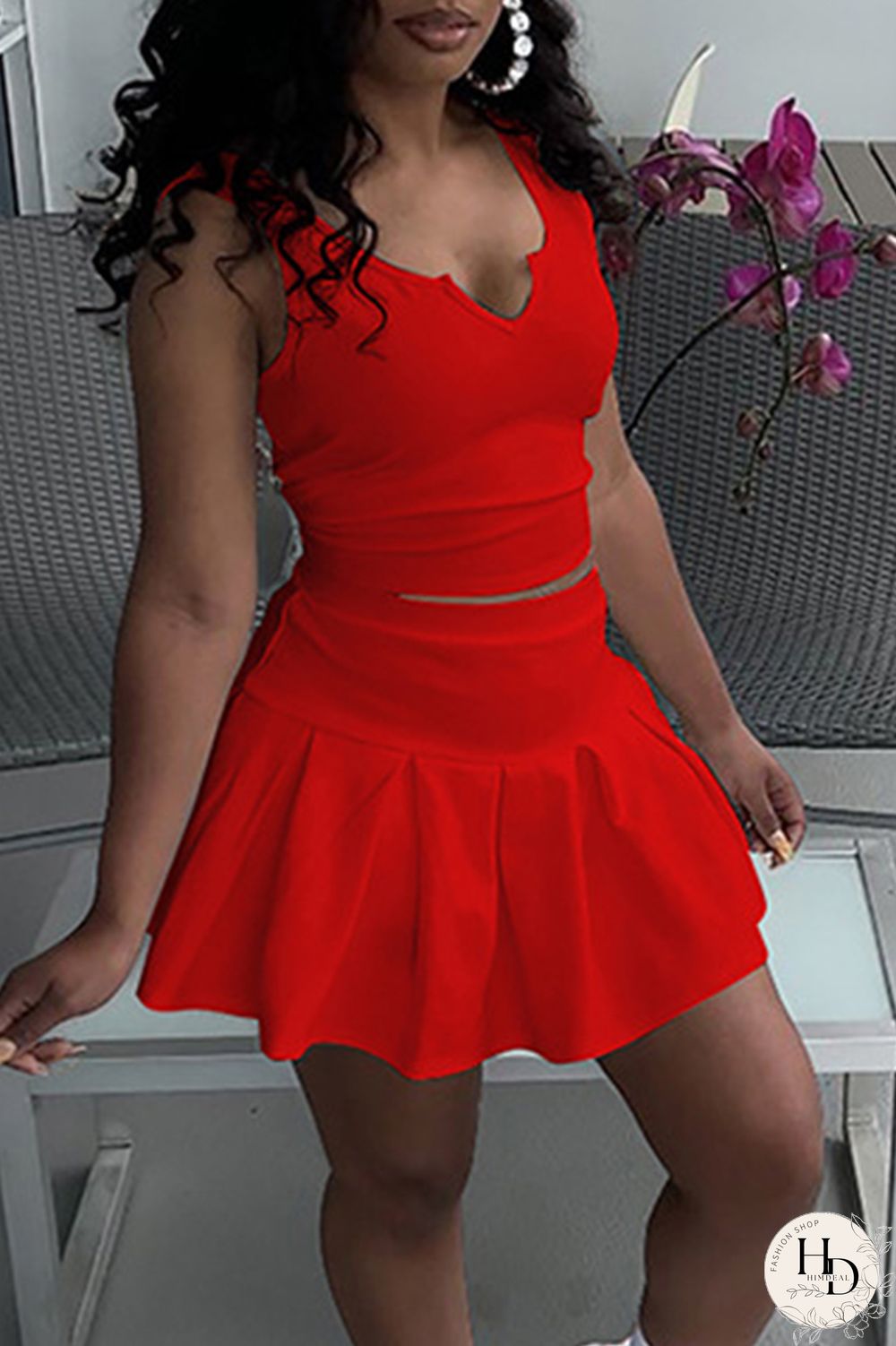 White Sexy Casual Solid Basic V Neck Sleeveless Two Pieces