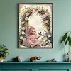 Fille de fleur-sp&eacute;cial forme diamant peinture-30 * 40cm