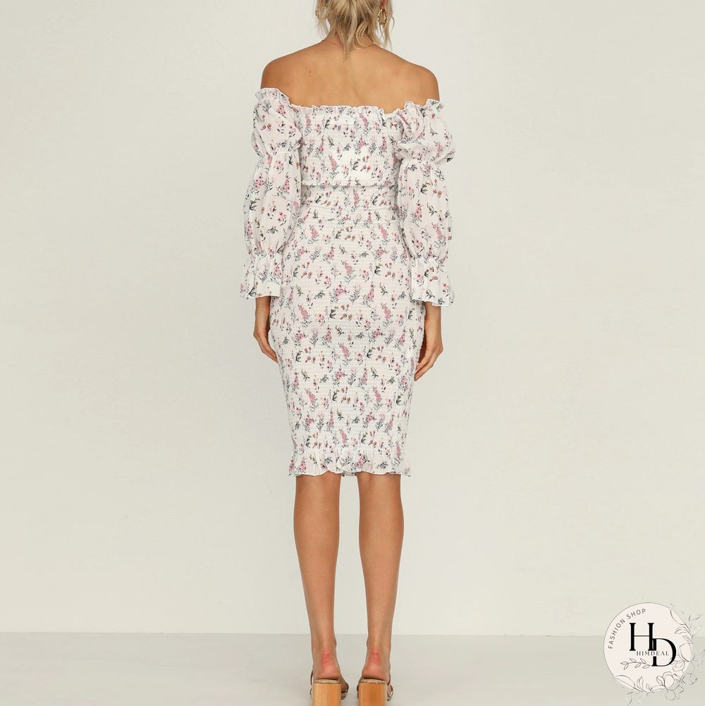 Fashion strapless printed tight-fitting mid-length package hip skirt spring and summer