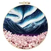 29x29cm DIY Cotton Embroidery Kit with Embroidery Hoop Pre-Printed Pattern Needlework Handmade Landscape Hand Stitch Kit for Craft Lover Gift