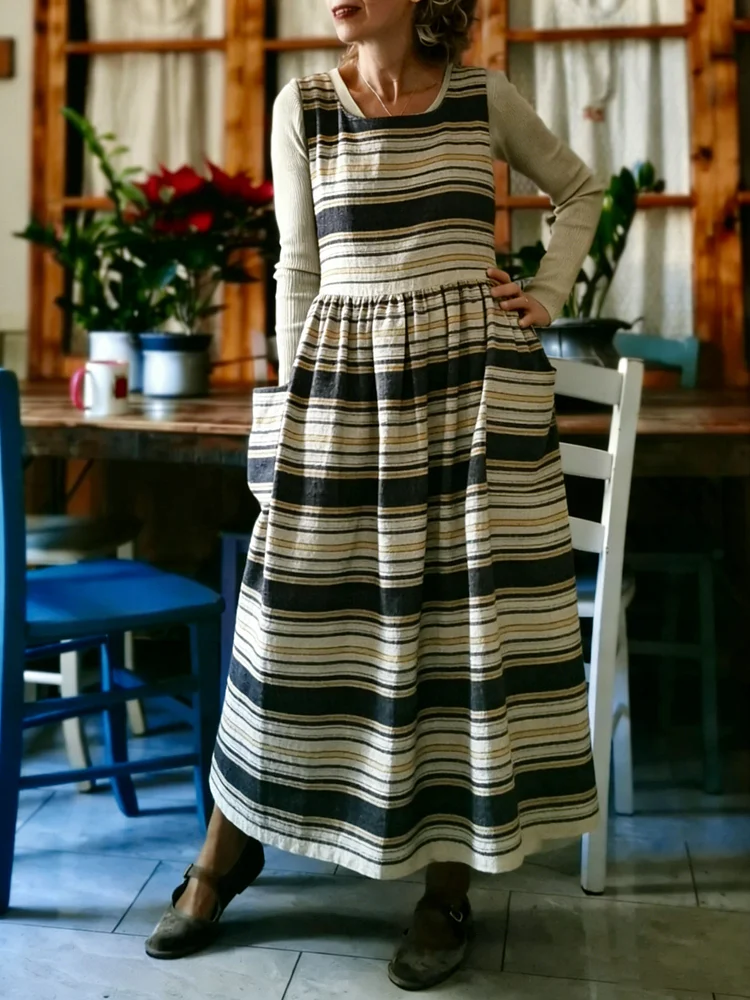 Striped Print Apron