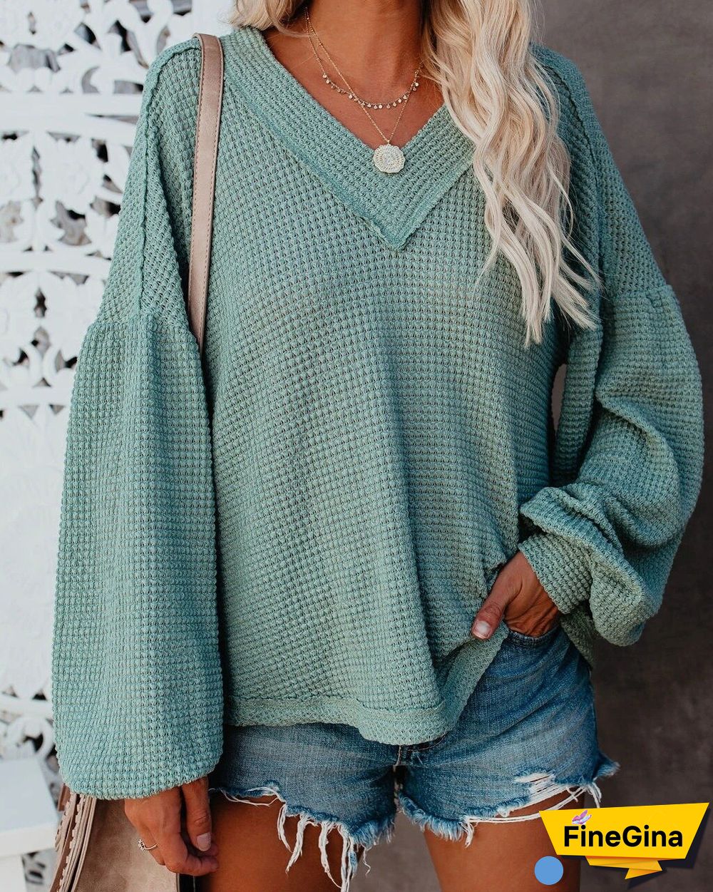 Ladies Sweater V Neck Knitted Pullovers Autumn Winter Lantern Sleeve Solid Warm Halloween Sweaters Loose Women's Jumper