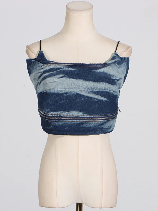 Toloer Toloer Style Jeans Two-Piece Female Spring / Summer 2024 New Personality Condole Top Multi-Pocket Cargo Pants-Outfit Ideas