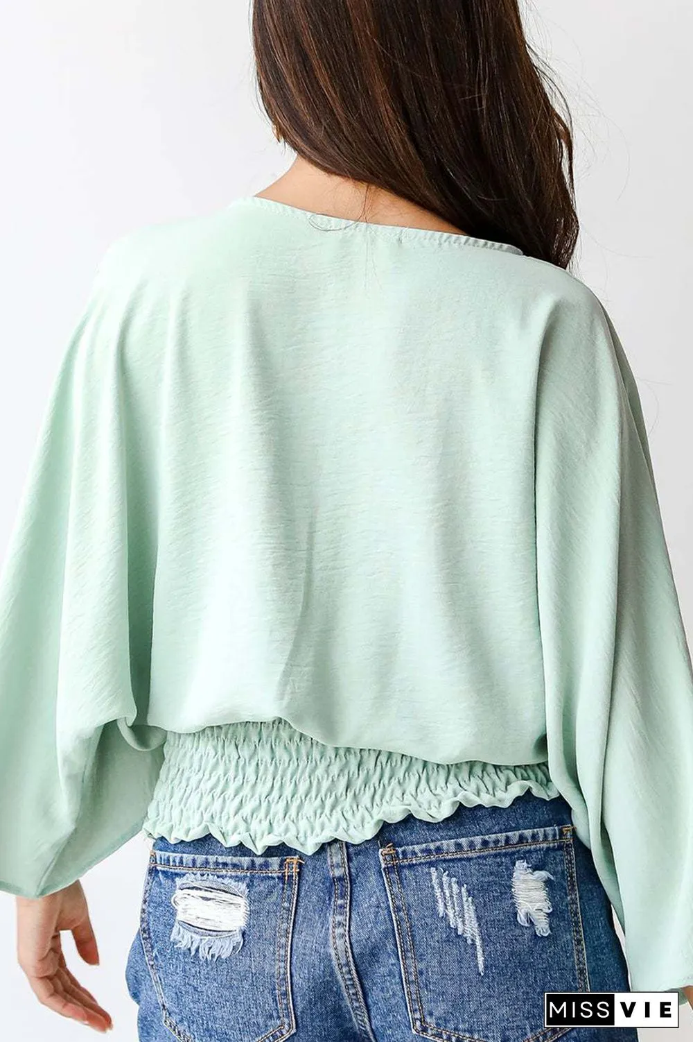 Casual Solid Patchwork V Neck Tops(3 Colors)
