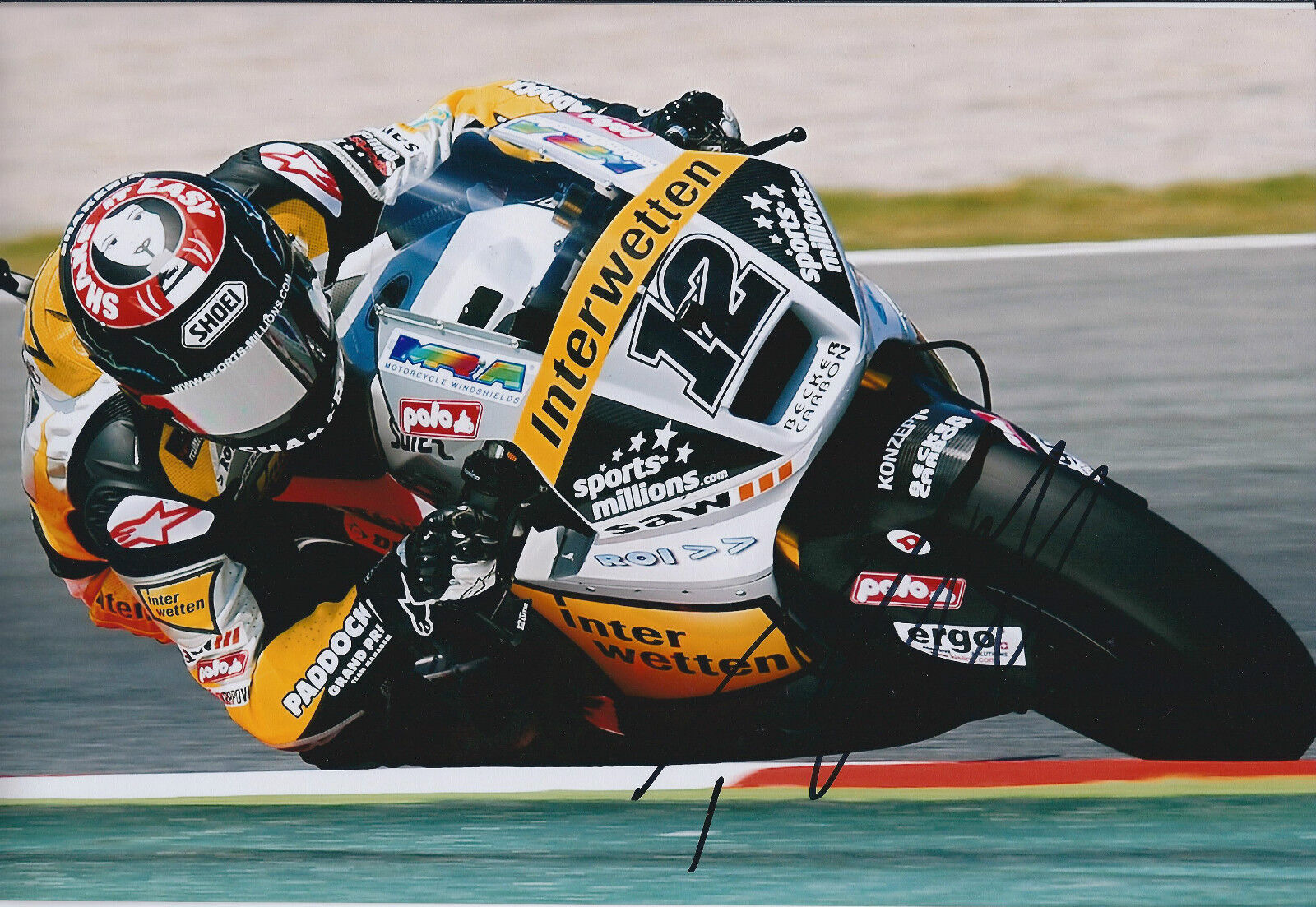 Thomas LUTHI SIGNED Autograph 12x8 Photo Poster painting AFTAL COA MOTO 2 SUTER Paddock Racing