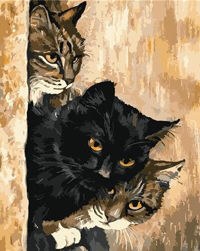 

Cat Behind the Wall – Paint By Numbers - 40*50CM, 501 Original