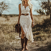 Women's Retro Bohemian White Lace Sleeveless Midi Dress by Inlyline