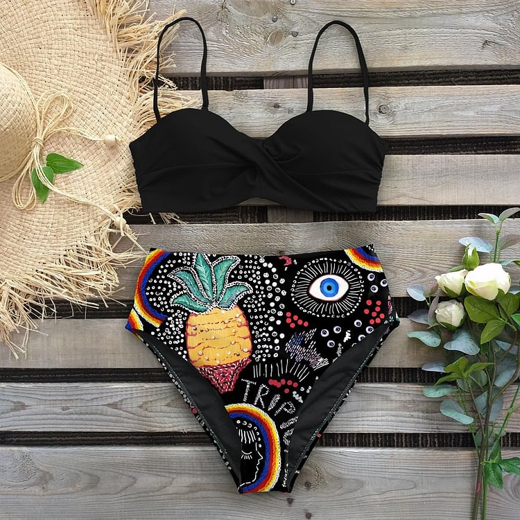 Flaxmaker Black Jungle Bikini Swimsuit