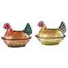 Hen Nest Glass Dish with Lid Crystal Glass Candy Jar Thicken Hen-Shaped Fruit Bowl Vintage Dessert Snack Plate for Home Decoration