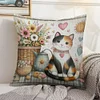 Flowers And Cats-11CT Stamped Cross Stitch Pillowcase 45*45cm