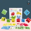 Face Changing Building Blocks Game Montessori Toy Kids Wood Puzzle Cartoon Cube