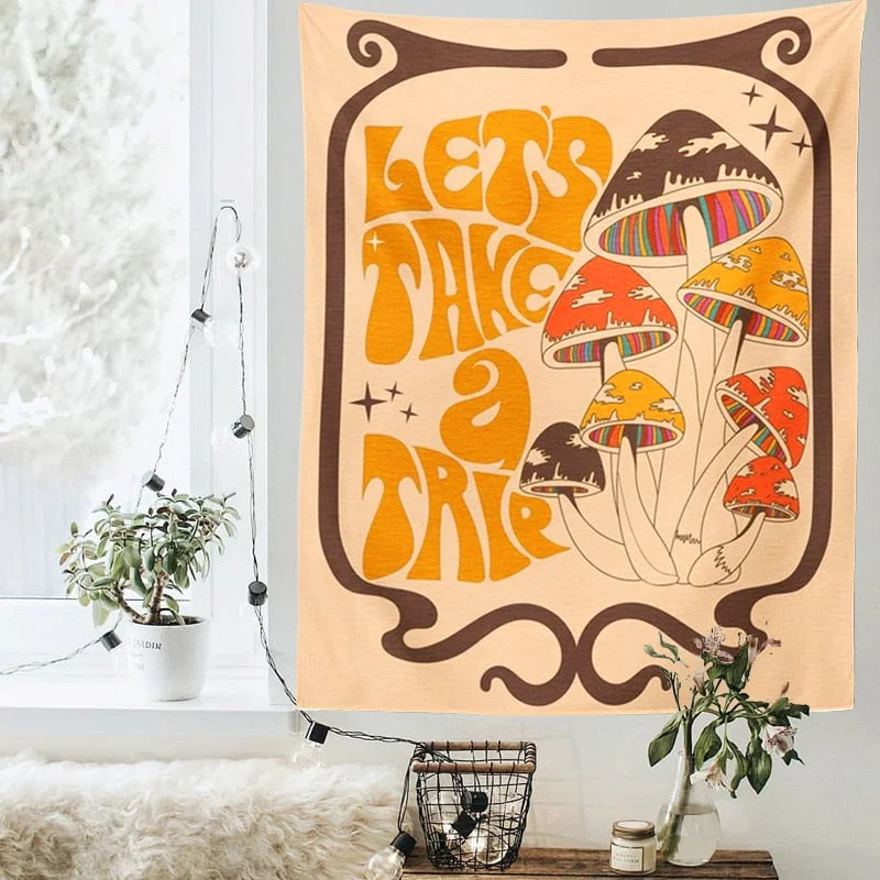 Mushroom Tapestry Wall Decor Girls Room Wall Hanging Aesthetic Room Abstract Trippy Tapestry Wall Hanging Home Dorm FantasyDecor