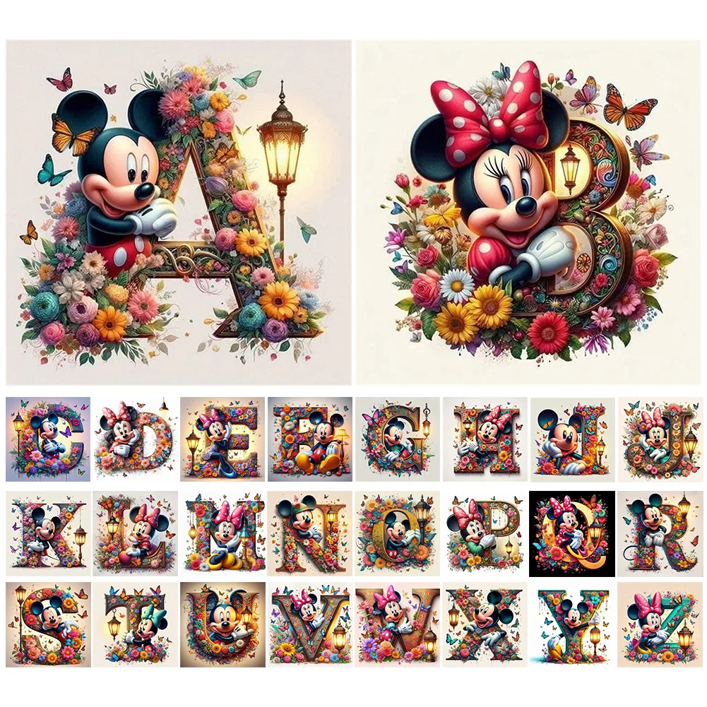 Partial AB Diamond Painting - Full Round Drill - Mickey Minnie Letters(Canvas|35*35cm)