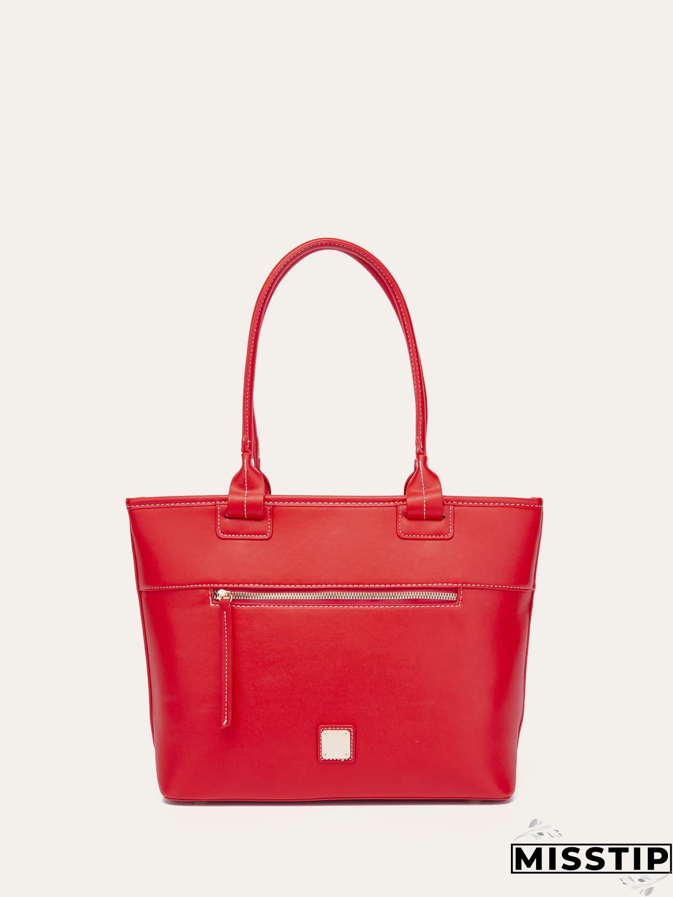 Patch Detail Shoulder Tote Bag