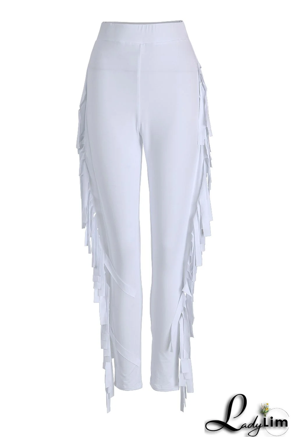 Black Fashion Casual Solid Tassel Regular High Waist Pencil Trousers