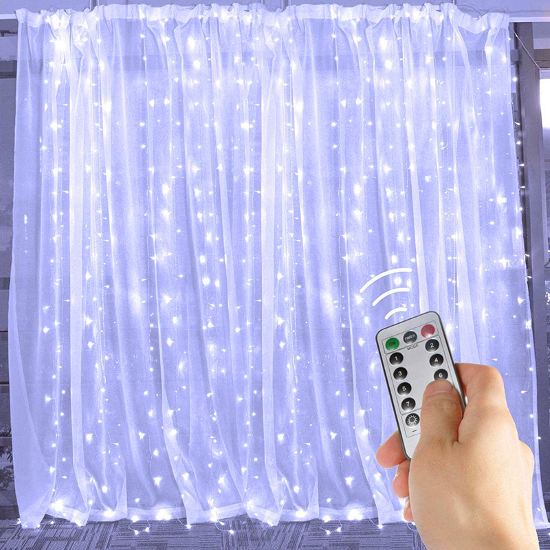 Tegooe USB Powered LED Curtain String Lights with Remote - 8 Modes
