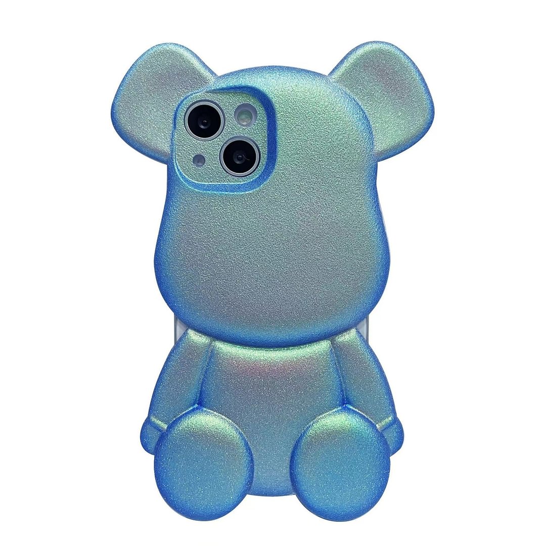 3D Toy Glitter Solid Color Bear Phone Case