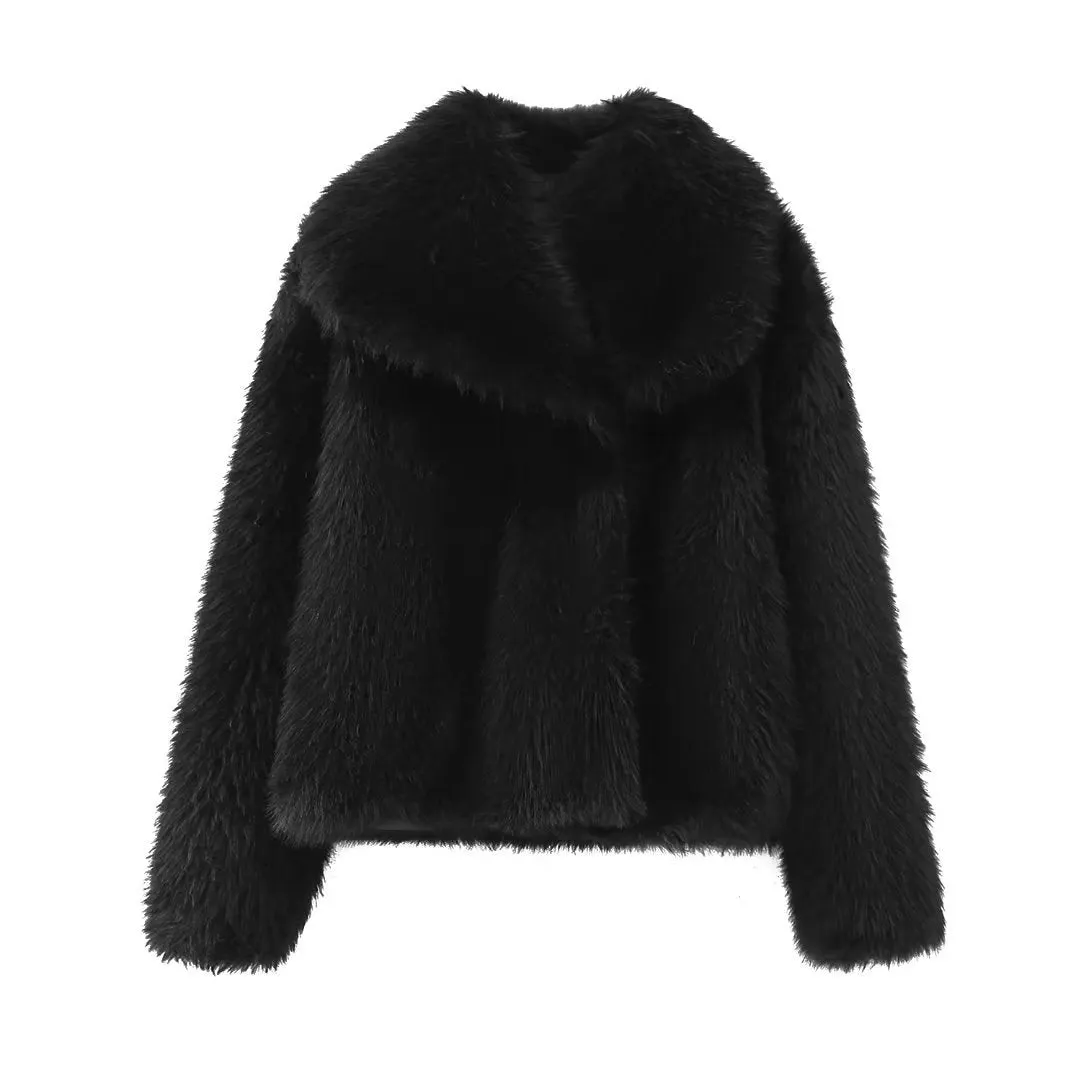 Brownm Artificial Fur Light Fashion Small Slimming Coats