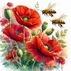 Poppy Flowers And Bees-11CT Stamped Cross Stitch 40*40cm/15.75*15.75in